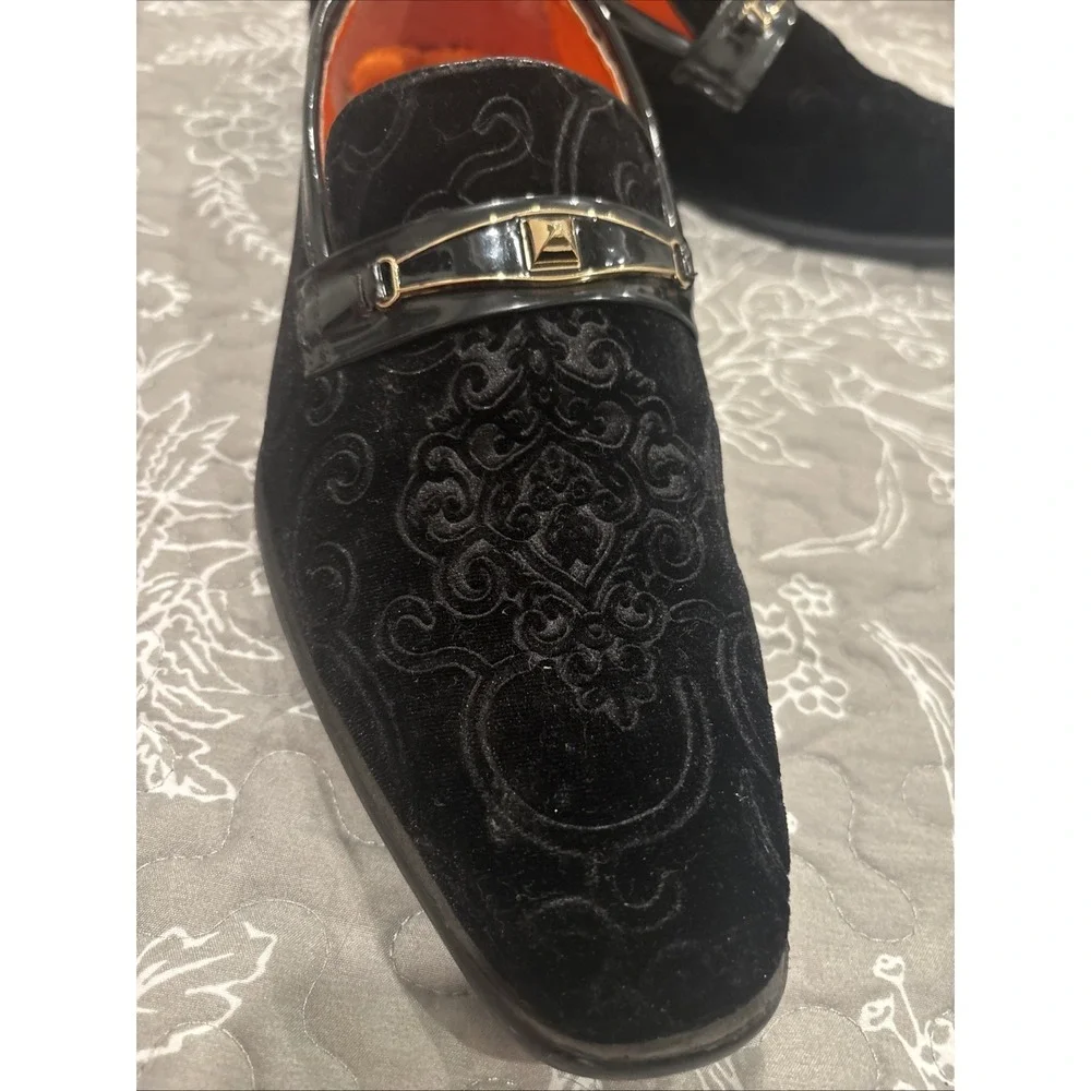 Steven Land Casual Men's  Dress Shoes Size 9 Black Velvet Paisley  SL0096 w/box
